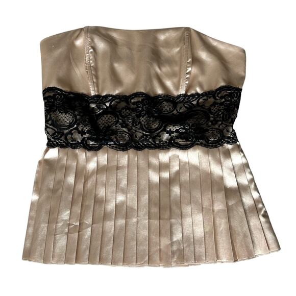 Vintage Maurice’s Y2K strapless satin pleated empire high waist lace size Large - Picture 1 of 6